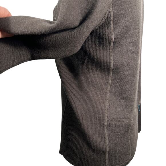 Title Nine Wool Blend Moto Knit Sweater XS Brown Teal Asymmetrical Zip Jacket - Picture 8 of 14